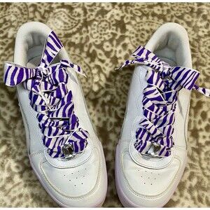 Puma Carina Street Womens Size 7 White Lilac Crush Leather Sneakers Custom Laces